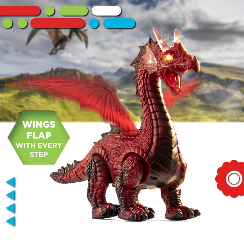 Discovery Fire-Breathing RC Dragon with Smoke Breath, Walking, Wing Flapping, Realistic Roaring Sounds| Light-Up Large Dinosaur Toy| Remote Control Robot Dino Mythical Creature| Kids Boys Gift| Age 6+ - Image 4